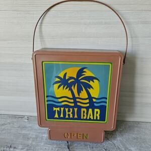 Tiki Bar Open Light Up Bar Lighted Sign 10" x 11 5/8" Original Working Condition